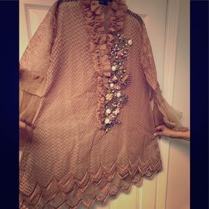 NEW Pakistani Designer Warm Pink Panache 4pc Suit